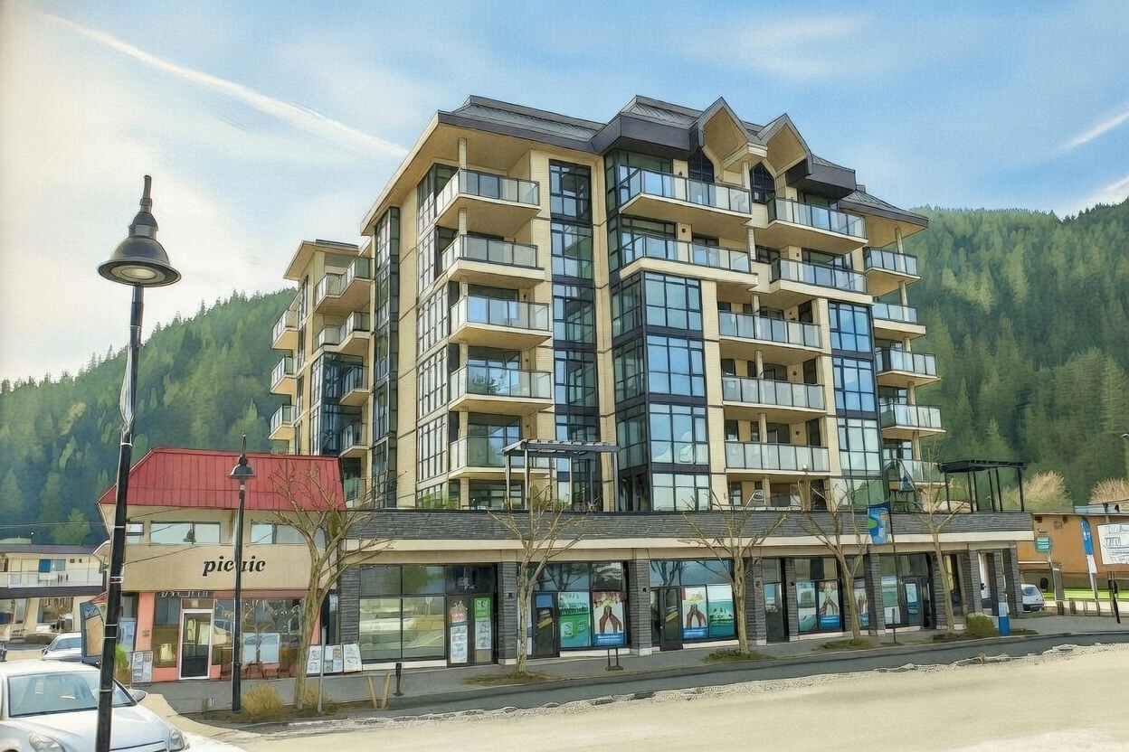 An artistic rendition of Aqua Shores condo building in Harrison Hot Springs