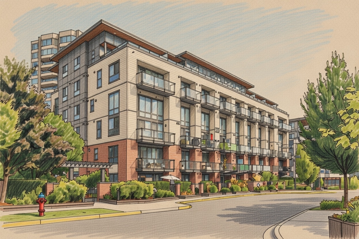 This is only an artistic illustration of the condos at Hudson's Loft in Abbotsford BC