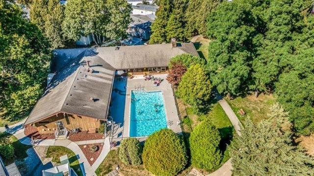 this photo is a drone/ ariel view of the mobile home park