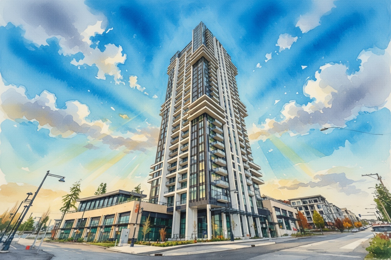 Photo showcases the beautiful exterior of Flamingo One 13675 107A Avenue