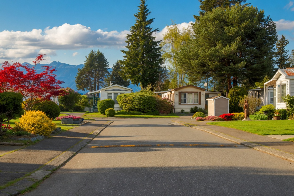 Images shows Maple Meadows manufacturd home community in Sardis, BC Chilliwack