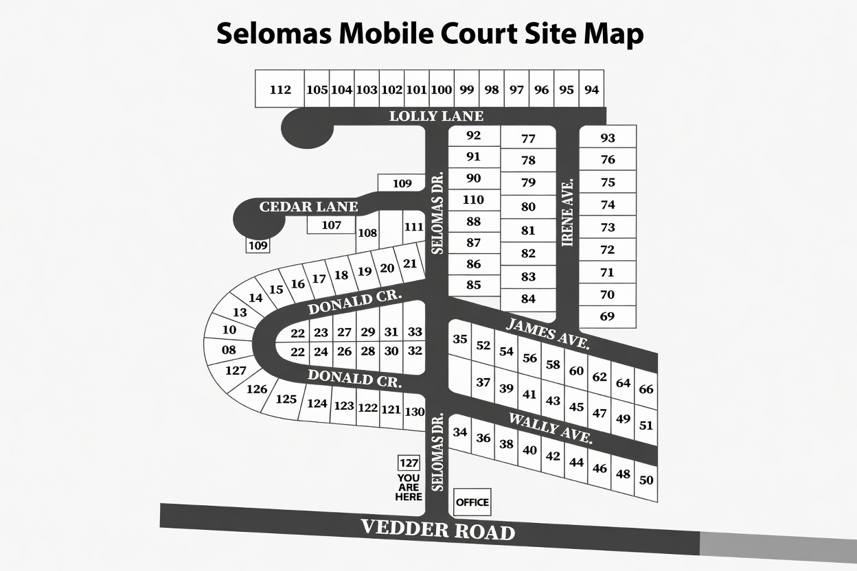 This image is the current site map for 6035 Vedder Road Chilliwack, BC