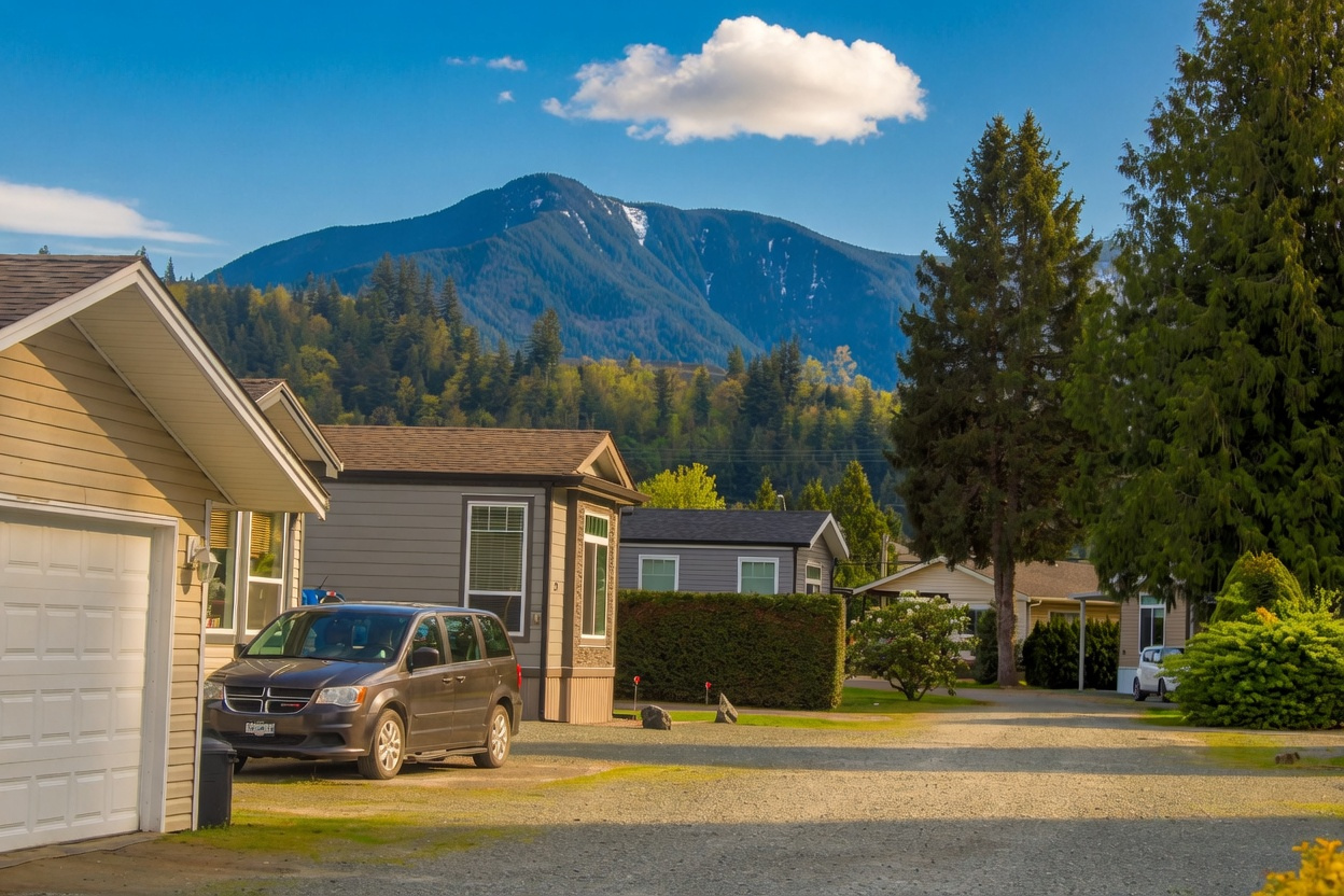 image shows manufactured homes at Selomas Mobile Home Park 6035 vedder Road