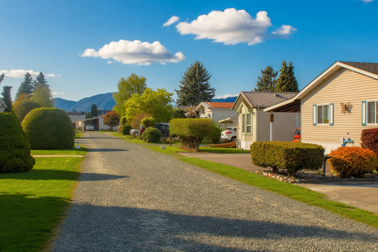 Image shows what the mobile home park looks like at Selomas Mobile home Park Chilliwack BC