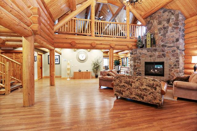 Images shows fireplace in clubhouse at 53480 Bridal Falls Road